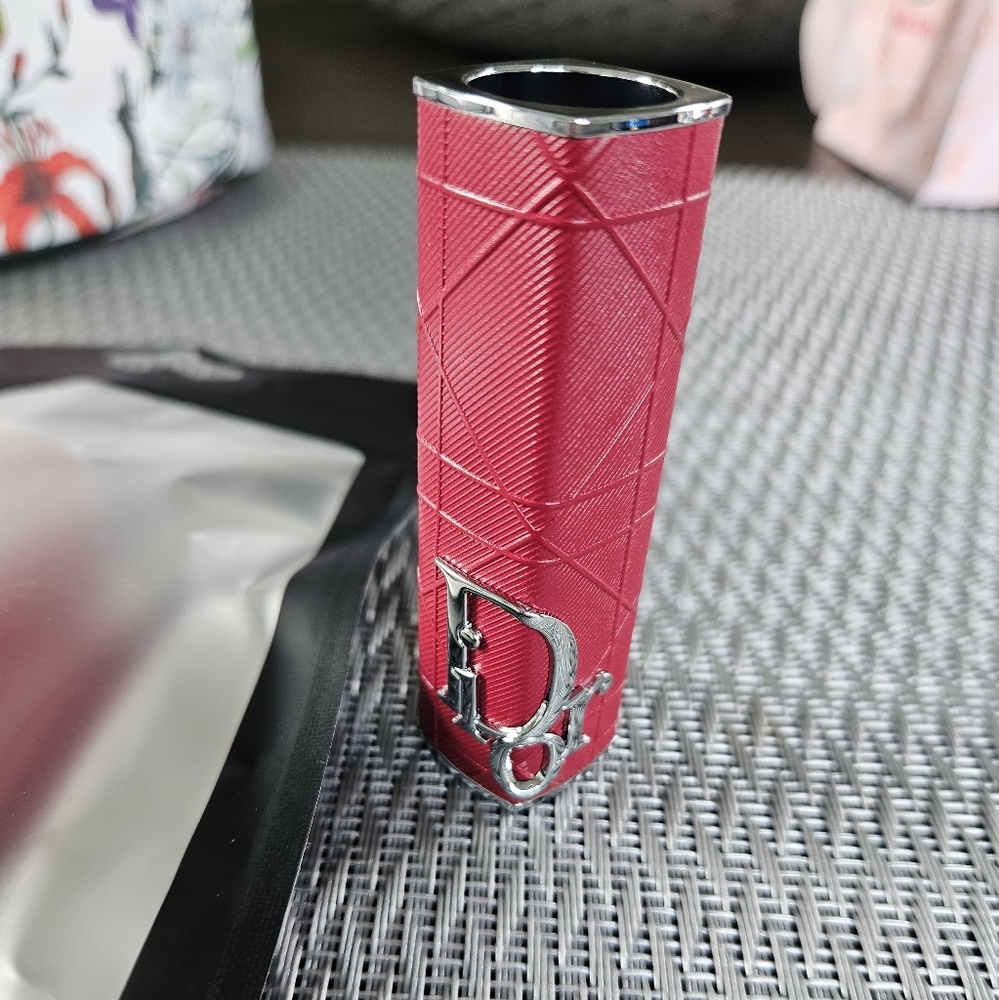 Dior Pink Quilted Lipstick Case with Silver Hardware